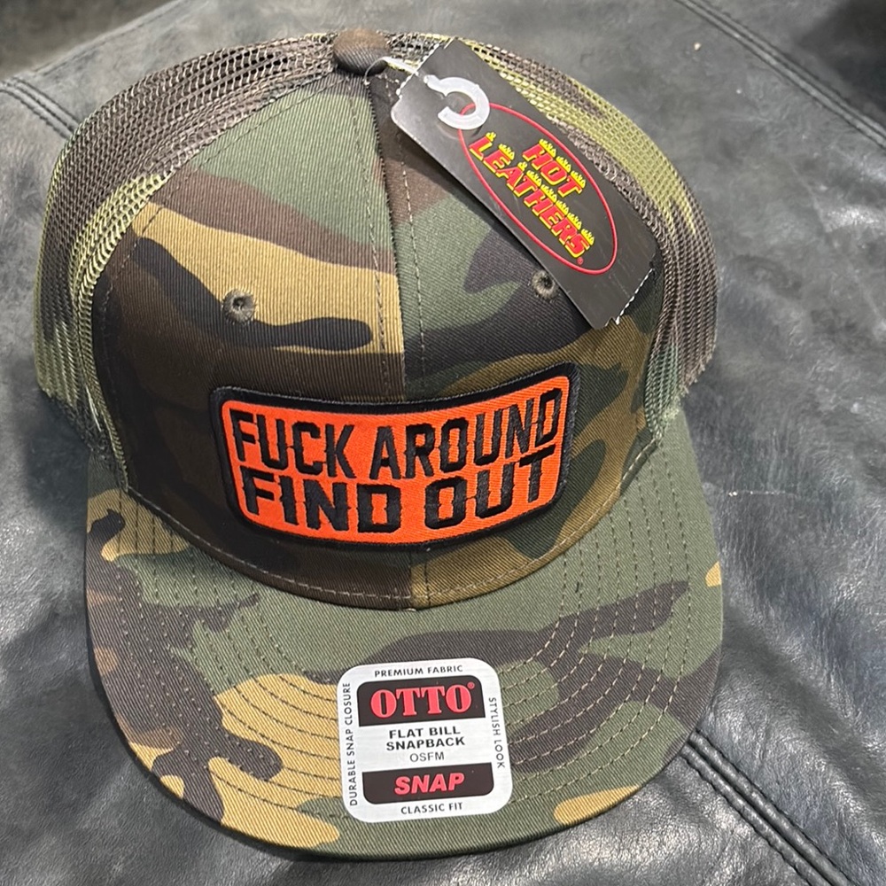 Camo Snapback Hat with Bold Patch